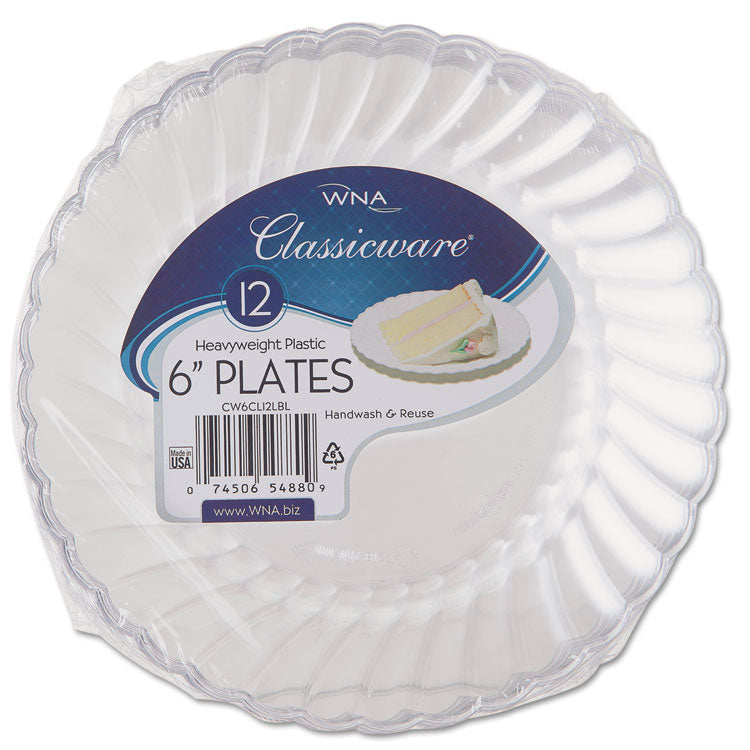 Classicware Plastic Plates, 6" Dia, Clear, 12/pack, 15 Packs/carton 1