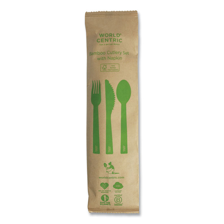 Bamboo Cutlery, Knife/Fork/Spoon/Napkin, 6.7", Natural, 250/Carton 3