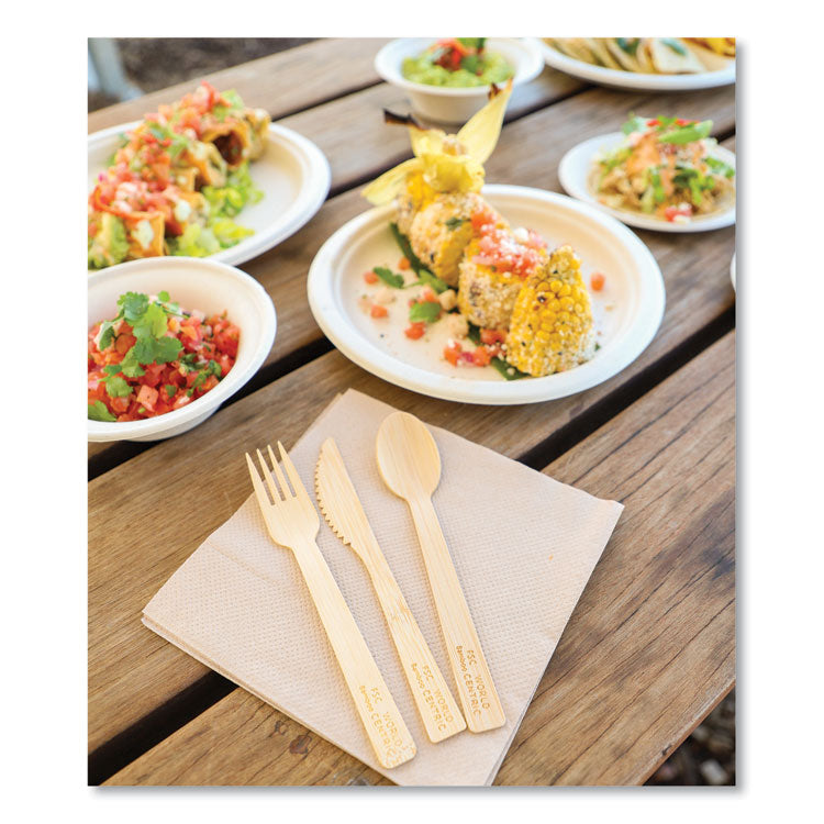 Bamboo Cutlery, Knife/Fork/Spoon/Napkin, 6.7", Natural, 250/Carton 4