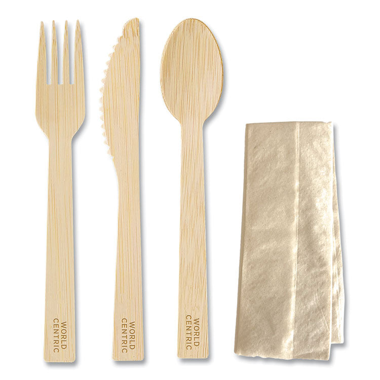 Bamboo Cutlery, Knife/Fork/Spoon/Napkin, 6.7", Natural, 250/Carton 1