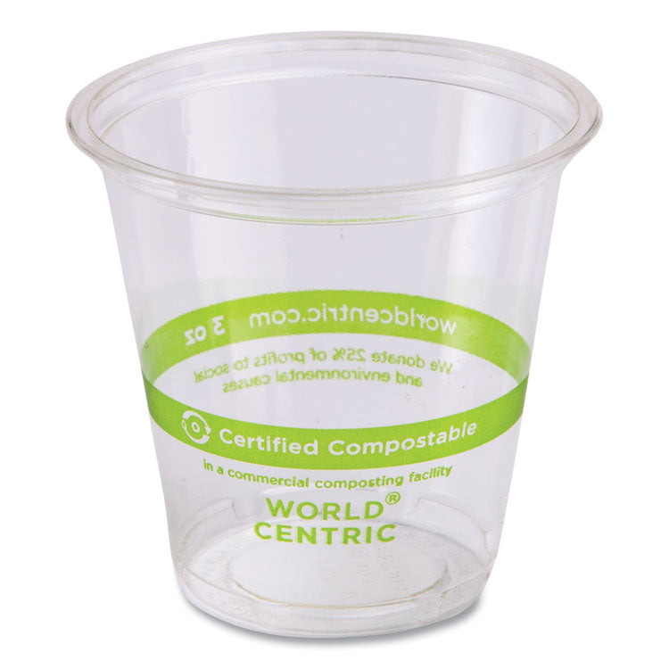 PLA Clear Cold Cups, 3 oz, Clear, 2,500/Carton 1