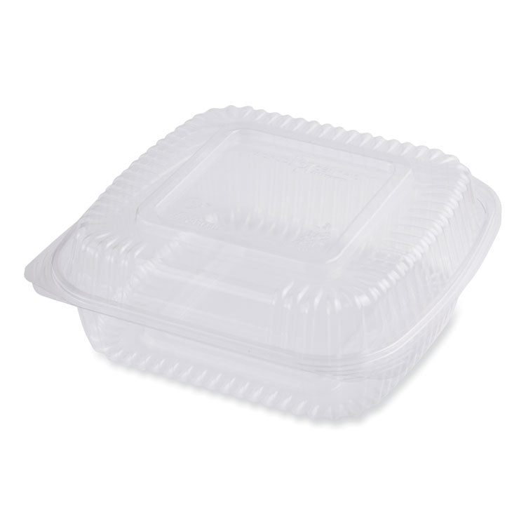 PLA Hinged Clamshells, 46 oz, 8.3 x 8.6 x 3.1, Clear, Plastic, 300/Carton 1