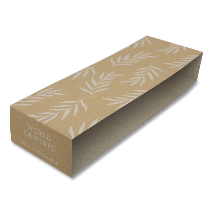 Fiber Container Sleeves, World Centric Leaf Design, 7.5" x 10" x 3.25", Natural, Paper, 800/Carton 1