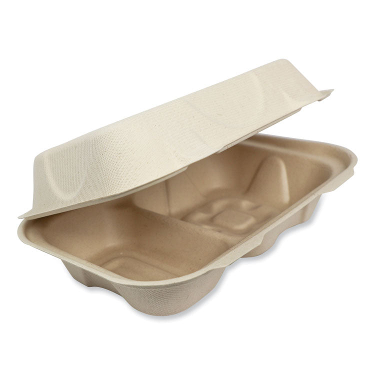 Fiber Hinged Containers, Hoagie Box, 9.2 x 6.4 x 3, Natural, Paper, 500/Carton 1