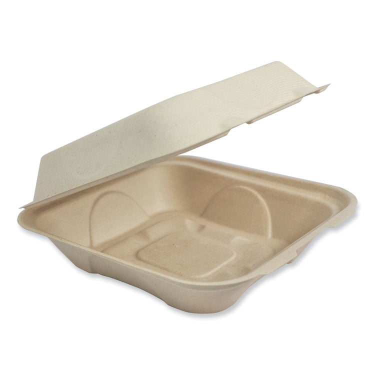 Fiber Hinged Containers, 9.2 x 9.1 x 3.2, Natural, Paper, 300/Carton 1