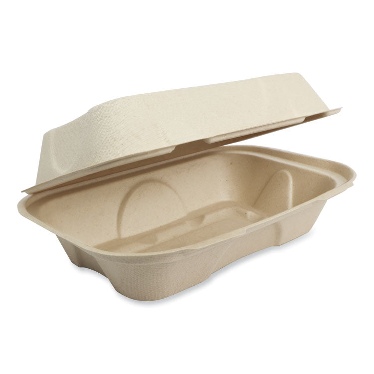 Fiber Hinged Containers, Hoagie Box, 9.2 x 6.4 x 3.1, Natural, Paper, 500/Carton 1