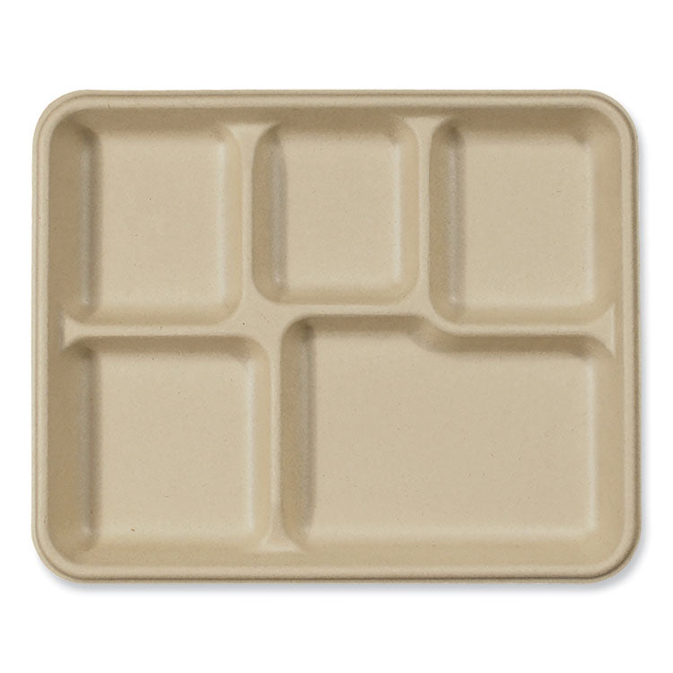 Fiber Trays, 5-Compartment, 8.5 x 10.24 x 1.01, Natural, Paper, 400/Carton 1