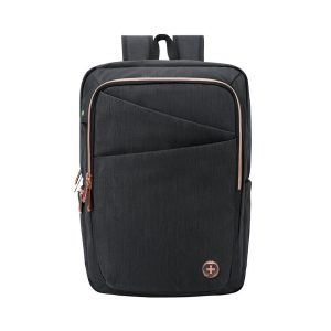 Swissdigital Katy Rose Backpack, 15.6? Laptop Pocket – Large Capacity – Durable Materials - Patented Smart USB Charging System – RFID Protection – Trolley Sleeve, Black (SD1006-01)