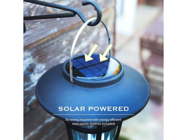 Landia Home Solar Wall Lanterns - Stainless Steel with Decorative Glass Solar Wall Lights for Outdoor, Black (2-Pack) - Image 2