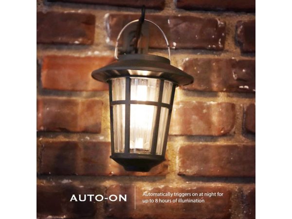 Landia Home Solar Wall Lanterns - Stainless Steel with Decorative Glass Solar Wall Lights for Outdoor, Black (2-Pack) - Image 4