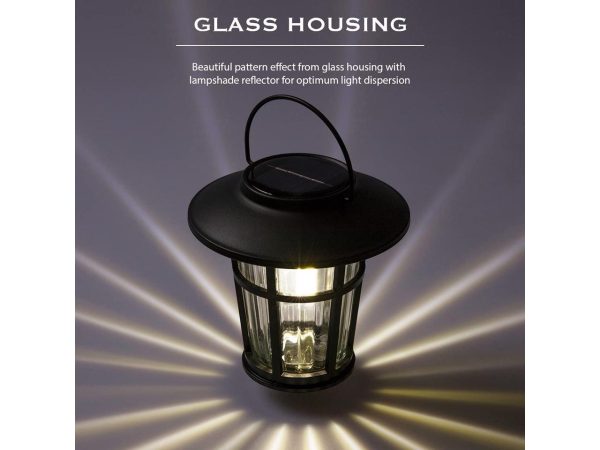 Landia Home Solar Wall Lanterns - Stainless Steel with Decorative Glass Solar Wall Lights for Outdoor, Black (2-Pack) - Image 5