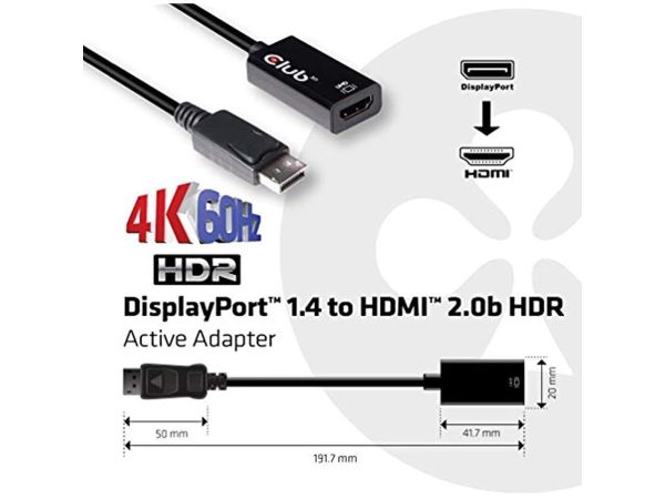 CLUB 3D CAC-1080 DP 1.4 TO HDMI 2.0A 4K 60HZ HDR - Image 5