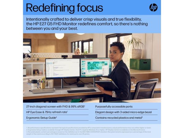 HP P27h G5 27" Full HD LCD Monitor 16:9 Black 64W41AAABA - Image 5
