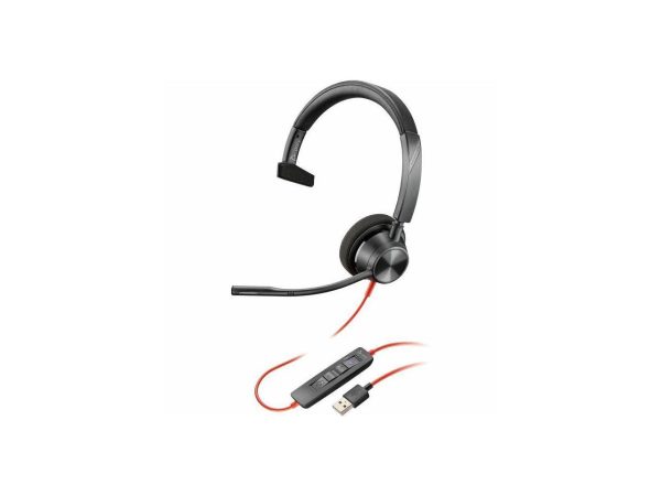 Poly Blackwire 3310 Microsoft Teams Certified USB-A Headset TAA - Mono - USB Type A, Mini-phone (3.5mm) - Wired - 32 Ohm - 20 Hz - 20 kHz - On-ear - Monaural - Ear-cup - 7.10 ft Cable - Omni-direction