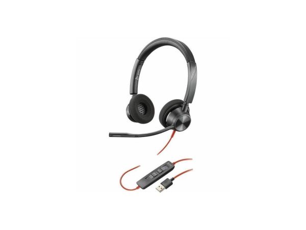 Poly Blackwire 3320 Headset - Stereo - USB Type A, USB Type C, Mini-phone (3.5mm) - Wired - 32 Ohm - 20 Hz - 20 kHz - Over-the-head - Binaural - Ear-cup - 7.15 ft Cable - Noise Cancelling MicrophoneTA