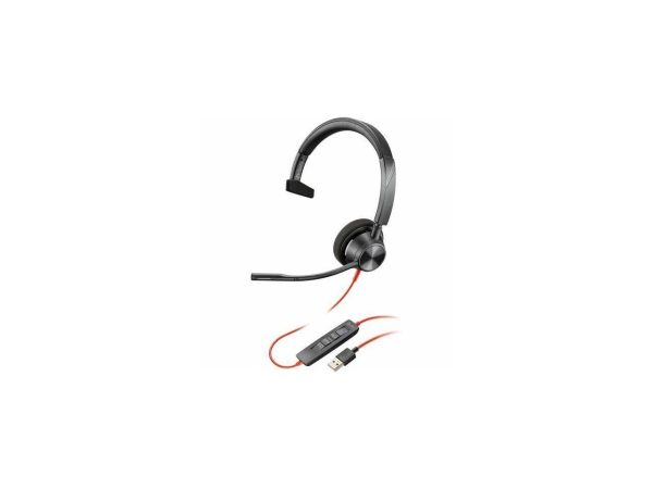 Poly Blackwire 3310 Headset - Mono - USB Type A, Mini-phone (3.5mm) - Wired - 32 Ohm - 20 Hz - 20 kHz - Over-the-head - Monaural - Ear-cup - 7.15 ft Cable - Noise Cancelling MicrophoneTAA Compliant - Image 3