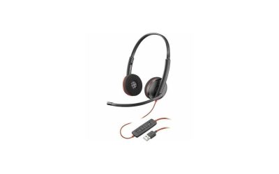 Poly Blackwire C3220 Headset – Stereo – USB Type A – Wired – 32 Ohm – On-ear – Binaural – 2.50 ft Cable – Omni-directional, Noise Cancelling Microphone – Black – TAA Compliant