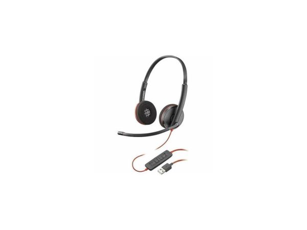 Poly Blackwire C3220 Headset - Stereo - USB Type A - Wired - 32 Ohm - On-ear - Binaural - 2.50 ft Cable - Omni-directional, Noise Cancelling Microphone - Black - TAA Compliant