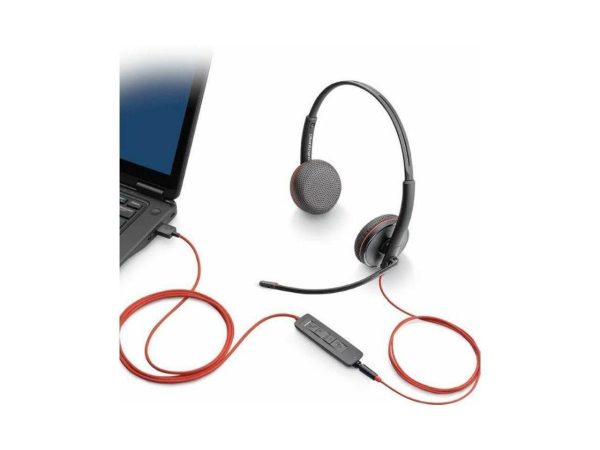 Poly Blackwire C3220 Headset - Stereo - USB Type A - Wired - 32 Ohm - On-ear - Binaural - 2.50 ft Cable - Omni-directional, Noise Cancelling Microphone - Black - TAA Compliant - Image 4