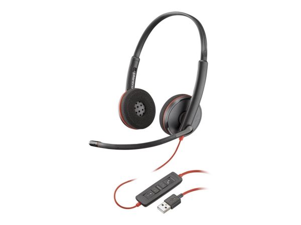 Poly Blackwire 3220 Headset - Stereo - Mini-phone (3.5mm), USB Type A - Wired - 32 Ohm - 20 Hz - 20 kHz - Over-the-head, Over-the-ear - Binaural - Supra-aural - 5.28 ft Cable - Noise Cancelling Microp - Image 2