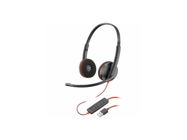 Poly Blackwire 3220 Headset - Stereo - Mini-phone (3.5mm), USB Type A - Wired - 32 Ohm - 20 Hz - 20 kHz - Over-the-head, Over-the-ear - Binaural - Supra-aural - 5.28 ft Cable - Noise Cancelling Microp