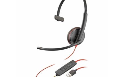 Poly Blackwire 3215 Monaural USB-A Headset TAA (Bulk) – Mono – USB Type A – Wired – 32 Ohm – 20 Hz – 20 kHz – Over-the-head – Monaural – Supra-aural – Noise Cancelling Microphone – Noise Canceling – B
