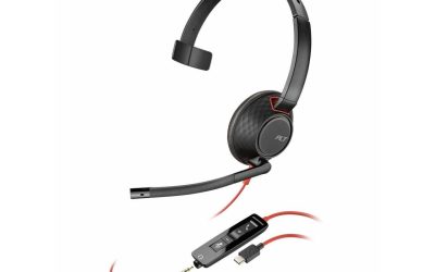 Poly Blackwire C5210 USB-C Headset + Inline Cable TAA – Mono – USB Type C, Mini-phone (3.5mm) – Wired – 32 Ohm – 20 Hz – 20 kHz – Over-the-head – Monaural – 7.10 ft Cable – Noise Canceling – Black – T