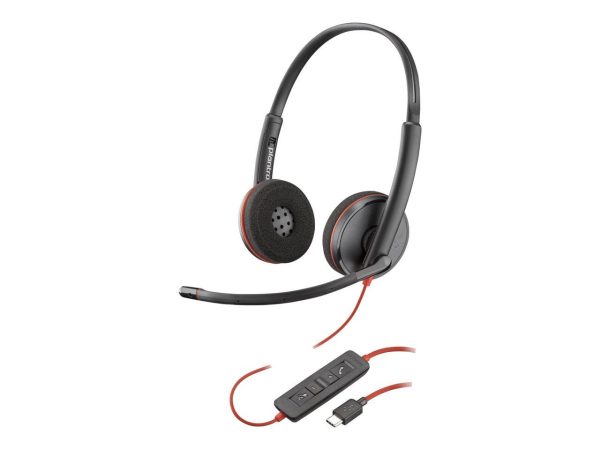 Poly Blackwire C3220 Headset - Stereo - USB Type C - Wired - 32 Ohm - 20 Hz - 20 kHz - Over-the-head, Over-the-ear - Binaural - Supra-aural - 5.20 ft Cable - Noise Cancelling Microphone - Black - Image 2
