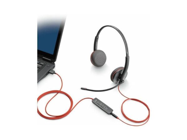 Poly Blackwire C3220 Headset - Stereo - USB Type C - Wired - 32 Ohm - 20 Hz - 20 kHz - Over-the-head, Over-the-ear - Binaural - Supra-aural - 5.20 ft Cable - Noise Cancelling Microphone - Black - Image 4