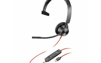 Poly Blackwire 3315 Headset – Mono – Mini-phone (3.5mm), USB Type C – Wired – 32 Ohm – 20 Hz – 20 kHz – On-ear – Monaural – Supra-aural – 7.10 ft Cable – Omni-directional Microphone – Noise Canceling