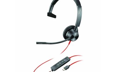 Poly Blackwire 3310 USB-C Headset TAA – Mono – USB Type C, Mini-phone (3.5mm) – Wired – 32 Ohm – 20 Hz – 20 kHz – On-ear – Monaural – Ear-cup – 7.10 ft Cable – Omni-directional Microphone – Noise Canc