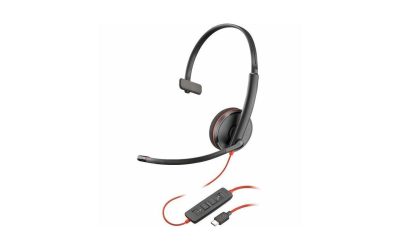 Poly Blackwire C3210 USB-C Black (Bulk Qty.50) – Mono – USB Type C – Wired – 20 Hz – 20 kHz – On-ear – Monaural – Supra-aural – 5.20 ft Cable – Omni-directional, Noise Cancelling Microphone – Noise Ca