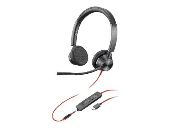 Poly Blackwire 3325 USB-C Headset TAA - Stereo - Mini-phone (3.5mm), USB Type C - Wired - 32 Ohm - 20 Hz - 20 kHz - On-ear - Binaural - Ear-cup - 7 ft Cable - Omni-directional Microphone - Noise Cance