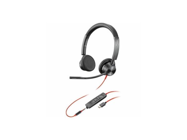 Poly Blackwire 3325 USB-C Headset TAA - Stereo - Mini-phone (3.5mm), USB Type C - Wired - 32 Ohm - 20 Hz - 20 kHz - On-ear - Binaural - Ear-cup - 7 ft Cable - Omni-directional Microphone - Noise Cance - Image 2