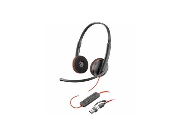 Poly Blackwire 3220 Stereo USB-C Headset + USB-C/A Adapter - Stereo - USB Type C, Mini-phone (3.5mm) - Wired - 32 Ohm - On-ear - Binaural - Ear-cup - 5.20 ft Cable - Omni-directional Microphone - Nois