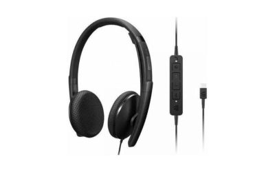 Lenovo Wired VoIP Headset (Teams) – Stereo – USB Type C – Wired – 2.2 Kilo Ohm – 20 Hz – 20 kHz – Over-the-head – Binaural – Ear-cup – 5.86 ft Cable – Noise Cancelling Microphone – Black