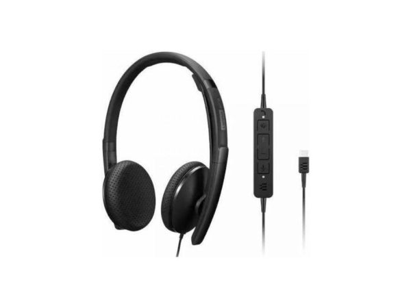 Lenovo Wired VoIP Headset (Teams) - Stereo - USB Type C - Wired - 2.2 Kilo Ohm - 20 Hz - 20 kHz - Over-the-head - Binaural - Ear-cup - 5.86 ft Cable - Noise Cancelling Microphone - Black