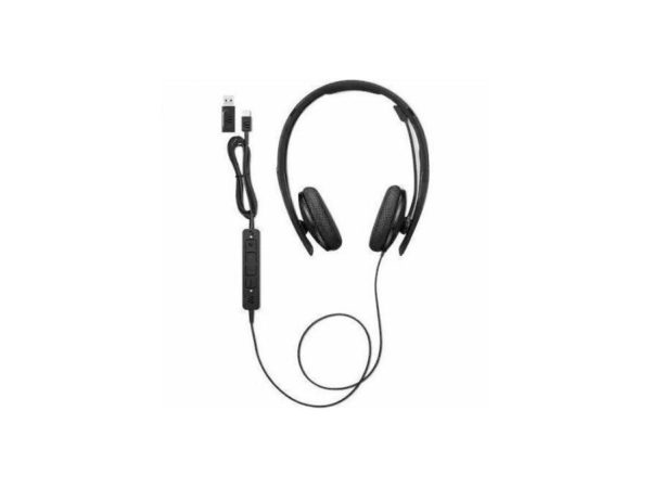 Lenovo Wired VoIP Headset (Teams) - Stereo - USB Type C - Wired - 2.2 Kilo Ohm - 20 Hz - 20 kHz - Over-the-head - Binaural - Ear-cup - 5.86 ft Cable - Noise Cancelling Microphone - Black - Image 4