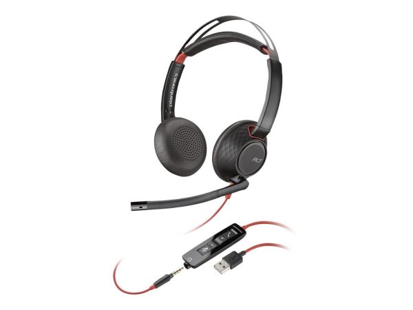 Poly Blackwire 5220 Headset - Stereo - USB Type C, USB, Mini-phone (3.5mm) - Wired - 32 Ohm - 20 Hz - 20 kHz - On-ear - Binaural - Supra-aural - 7.12 ft Cable - Noise Cancelling Microphone - Noise Can - Image 4