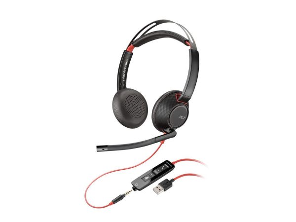 Poly Blackwire 5220 Headset - Stereo - USB Type C, USB, Mini-phone (3.5mm) - Wired - 32 Ohm - 20 Hz - 20 kHz - On-ear - Binaural - Supra-aural - 7.12 ft Cable - Noise Cancelling Microphone - Noise Can - Image 2