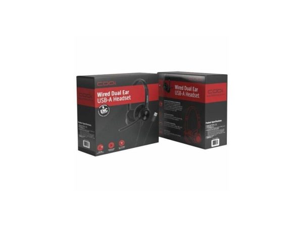 CODi CLARO Wired Stereo Dual Ear Headset w/ AI ENC Microphone - Stereo - USB Type C - Wired - Over-the-head - Binaural - Supra-aural - Noise Cancelling Microphone - Black - Image 4