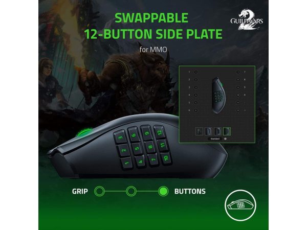 Razer Naga Pro Wireless Gaming Mouse: Interchangeable Side Plate w/ 2, 6, 12 Button Configurations - Focus+ 20K DPI Optical Sensor - Fastest Gaming Mouse Switch - Chroma RGB Lighting - Image 2