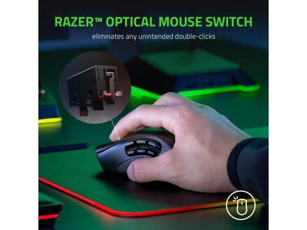 Razer Naga Pro Wireless Gaming Mouse: Interchangeable Side Plate w/ 2, 6, 12 Button Configurations - Focus+ 20K DPI Optical Sensor - Fastest Gaming Mouse Switch - Chroma RGB Lighting - Image 3