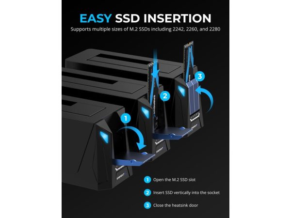 SABRENT USB C Docking Station for M.2 PCIe/NVMe and SATA 2.5/3.5-Inch SSD & HDD with Offline Cloning (DS-UNHC) - Image 3