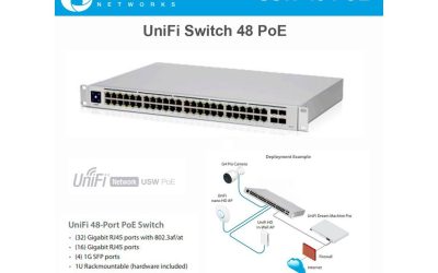 The USW-48-PoE is a configurable Gigabit Layer 2 switch with 48 Gigabit Ethernet ports including 32 auto-sensing 802.3at PoE+ ports, and 4 SFP ports. It provides Gigabit PoE links to your RJ45 Eth…