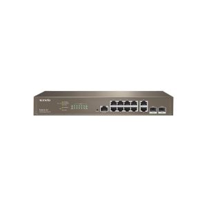 Tenda L3 Managed Switch - 10 Ports - Manageable - Gigabit Ethernet - 10/100/1000Base-T, 1000Base-X - 3 Layer Supported - Modular - 2 SFP Slots - Optical Fiber, Twisted Pair - 1U High - Rack-mountable