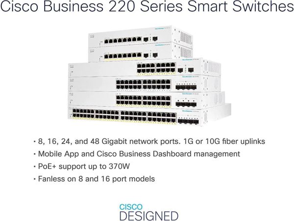 Cisco Business CBS220-24T-4G Smart Switch | 24 Port GE | 4x1G SFP | 3-Year Limited Hardware Warranty (CBS220-24T-4G-NA) - Image 3
