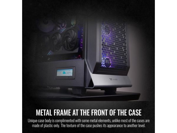 Thermaltake Ceres 500 Black Mid Tower E-ATX Computer Case with Tempered Glass Side Panel; 4 Preinstalled 140mm PWM ARGB Fans; Rotational PCIe Slots & GPU Holder; CA-1X5-00M1WN-00 - Image 5