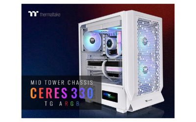 Thermaltake Ceres 330 TG ARGB Snow Mid Tower E-ATX Case Supports Hidden-Connector Motherboard; Preinstalled 2 x CT140 ARGB Fans; Rotational PCIe Slots; CA-1Y2-00M6WN-01; 3 Year Warranty