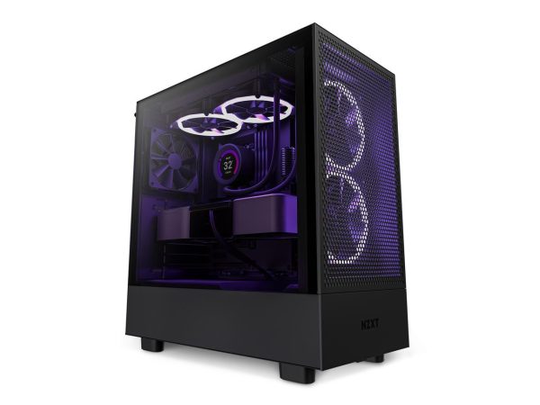 NZXT H5 Flow - All Black CC-H51FB-01 Black SGCC Steel, Tempered Glass ATX, Micro-ATX, mini-ITX Computer Cases